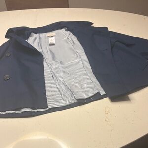 LOFT Navy Outerwear with Striped Lining